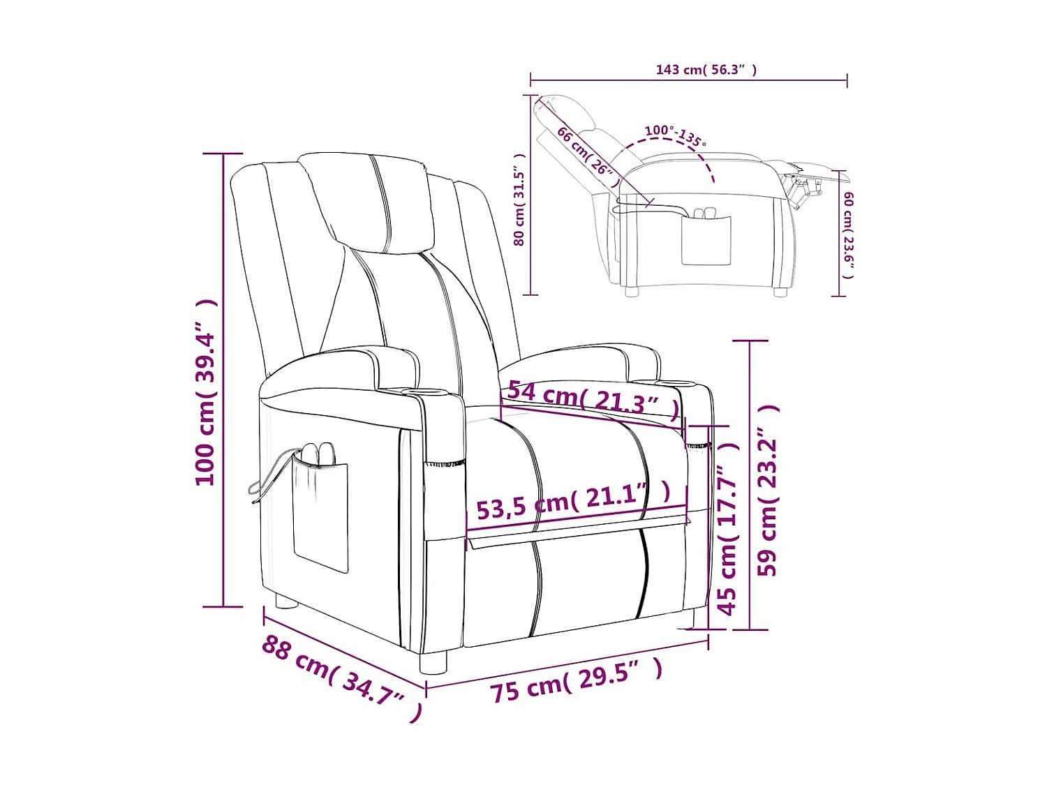 Fauteuil de massage électrique Cappuccino Similicuir