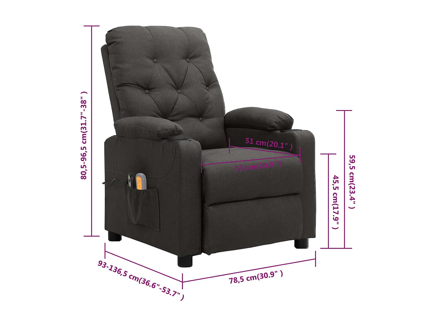 Massagesessel Elektrisch Dunkelgrau Stoff