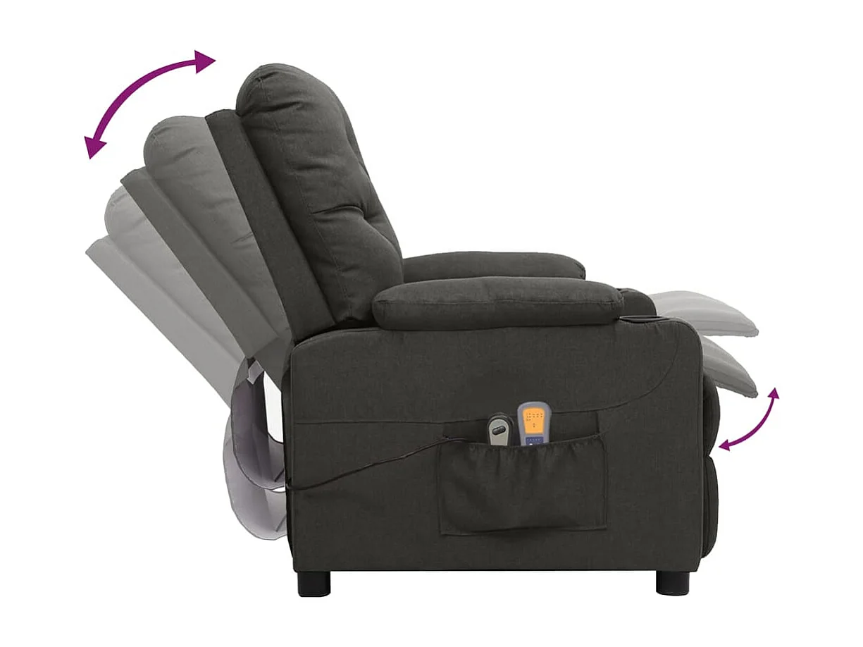 Massagesessel Elektrisch Dunkelgrau Stoff