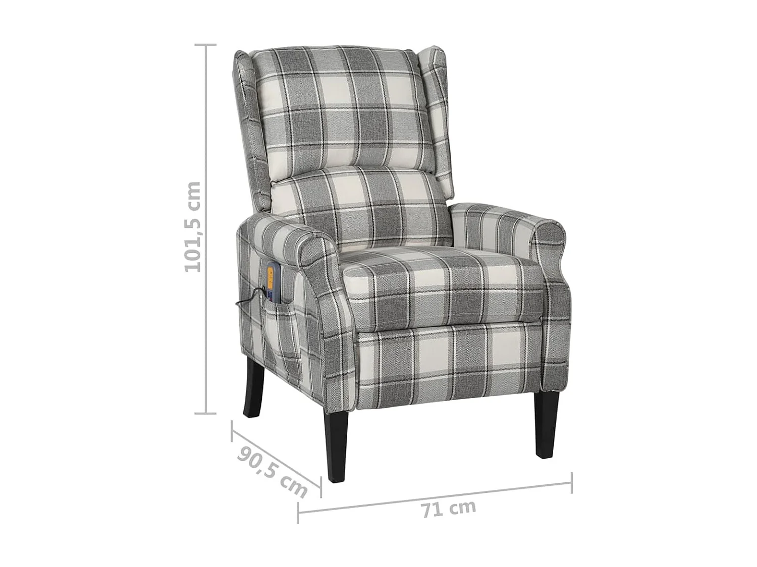 Fauteuil de massage inclinable gris blanc tissu