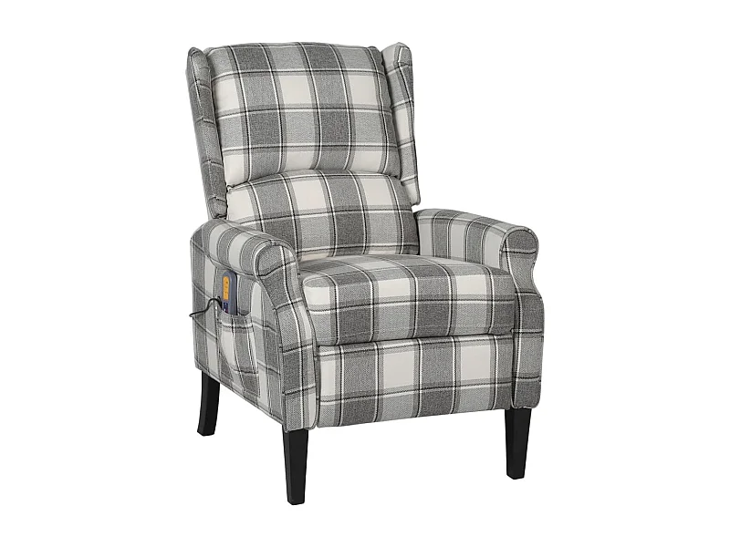 Fauteuil de massage inclinable gris blanc tissu
