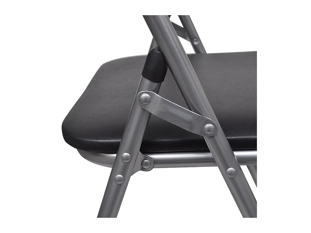 Klappbare Esszimmerstühle 6 Stk. Schwarz Kunstleder und Stahl