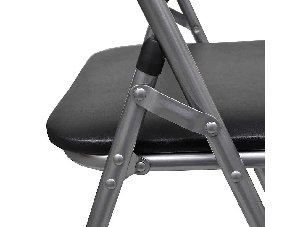 Chaises pliantes 6 pièces en similicuir noir et acier
