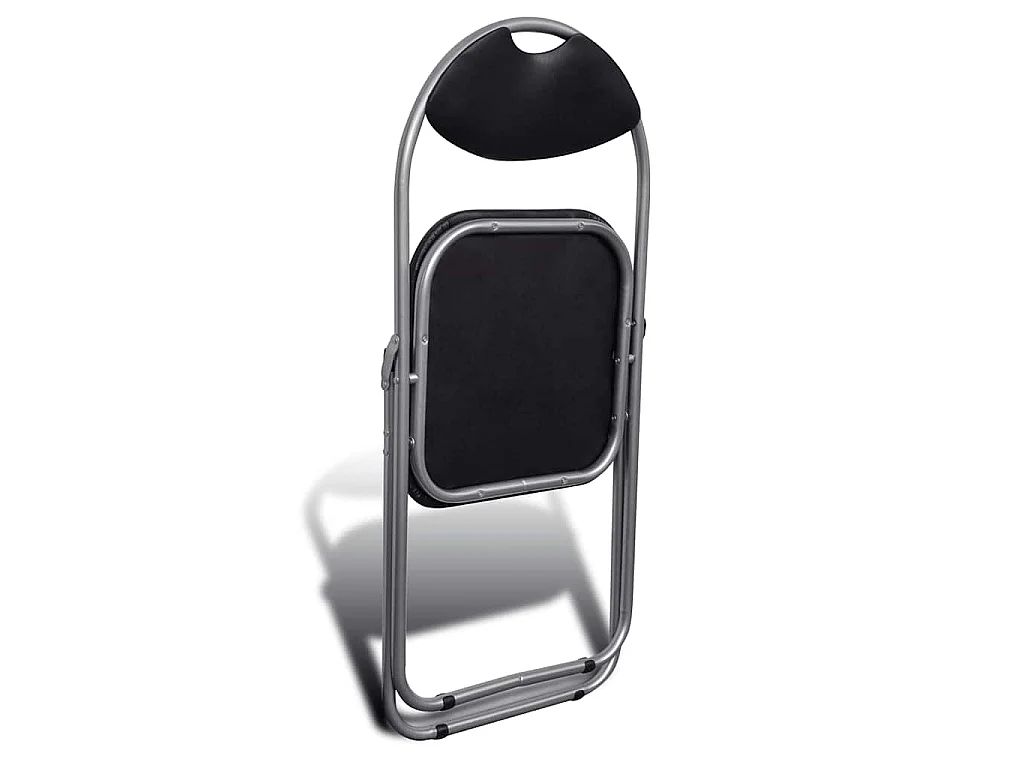 Chaises pliantes 6 pièces en similicuir noir et acier