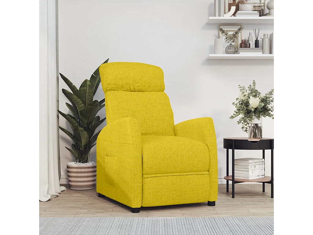 Sillón reclinable de tela amarillo claro