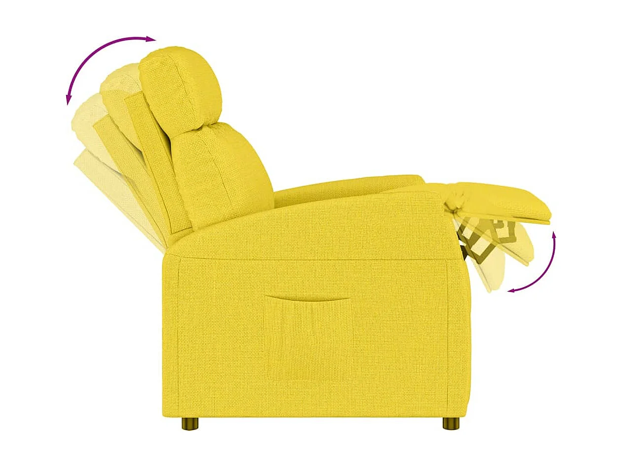 Sillón reclinable de tela amarillo claro
