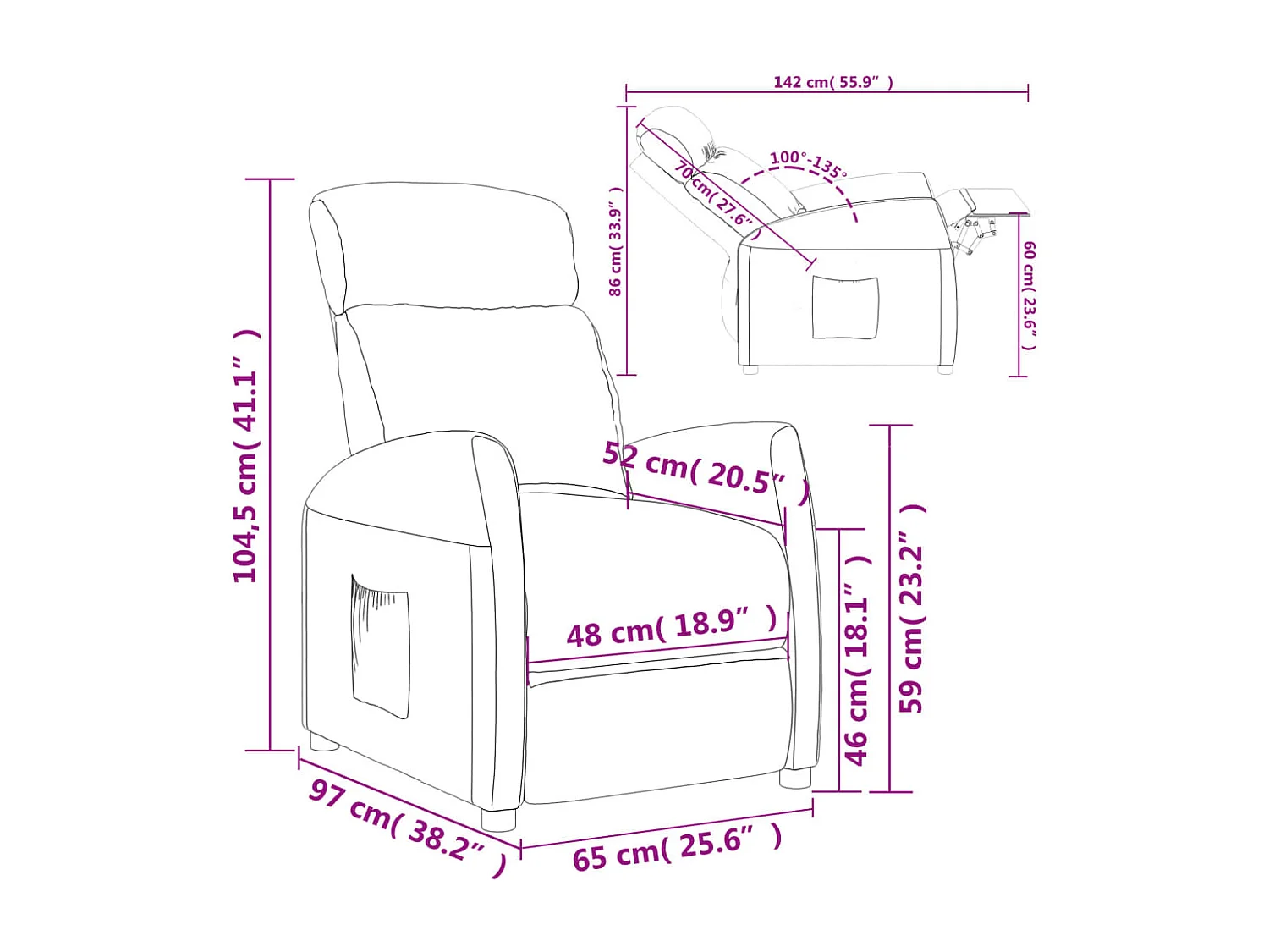 Fauteuil inclinable Jaune clair Tissu