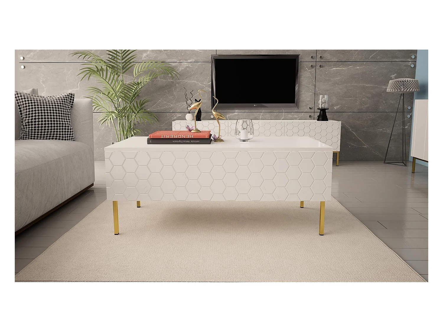 Salontafel HEXA CT120 120x55x49 Wit