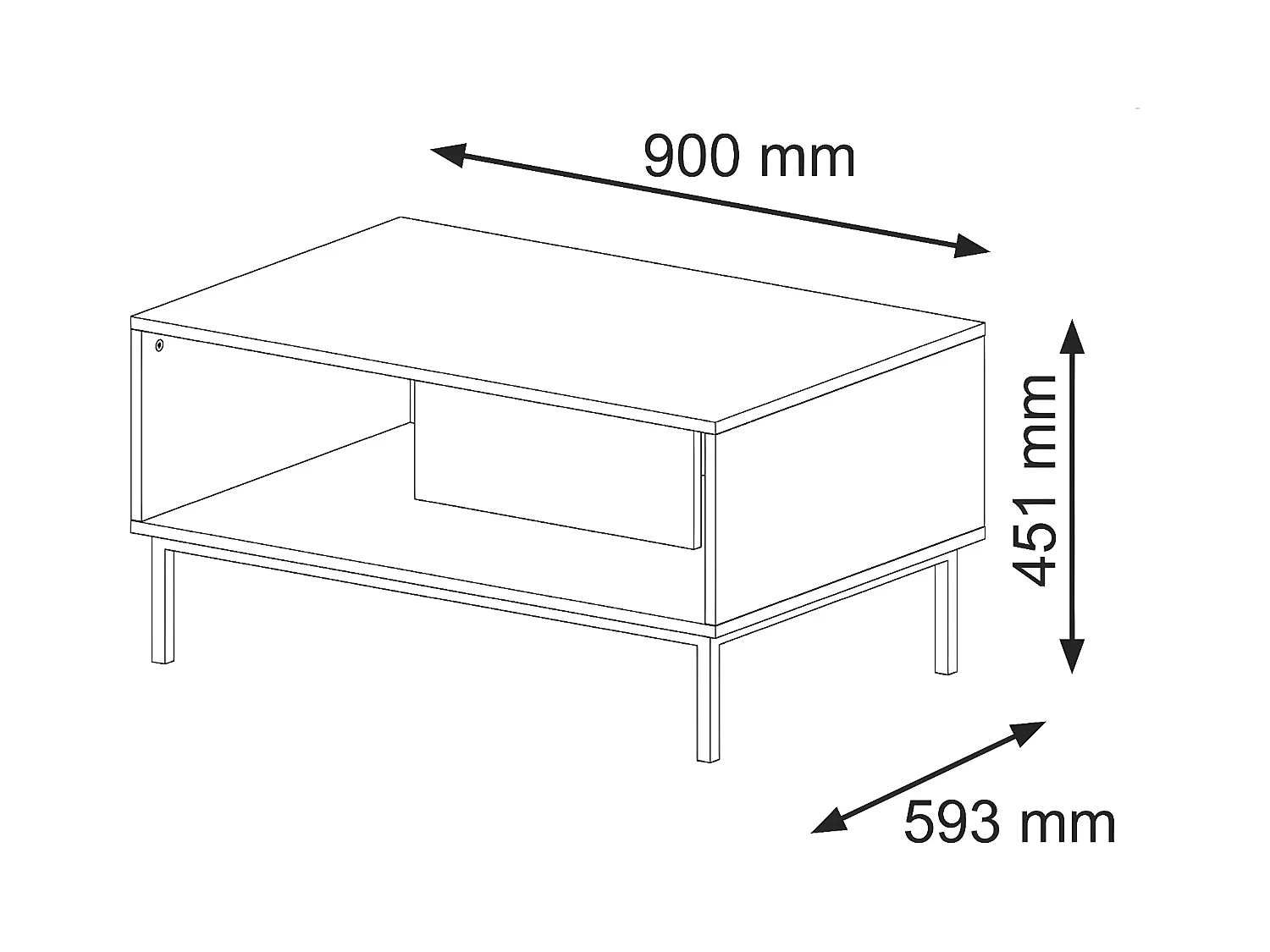 Table Basse RAVENNA F CT90 90x60x45 Noir