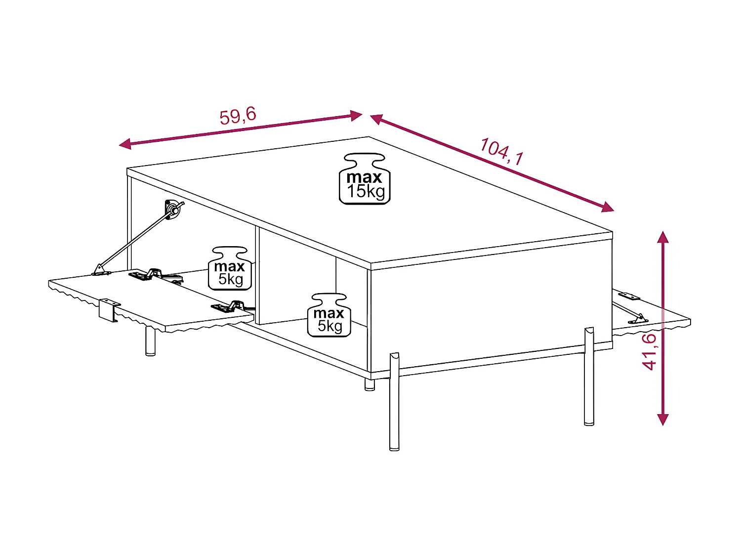 Salontafel DIAMO CT104 104x60x43 Zwart