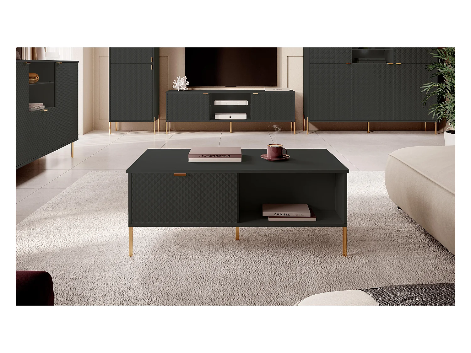 Table Basse DIAMO CT104 104x60x43 Noir