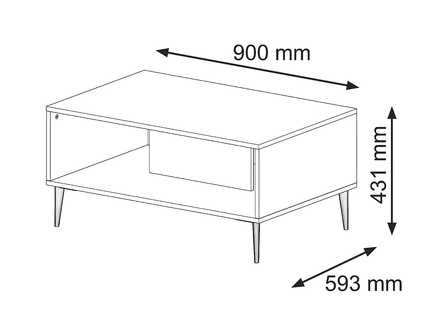 Table Basse RAVENNA B CT90 90x60x43 Noir