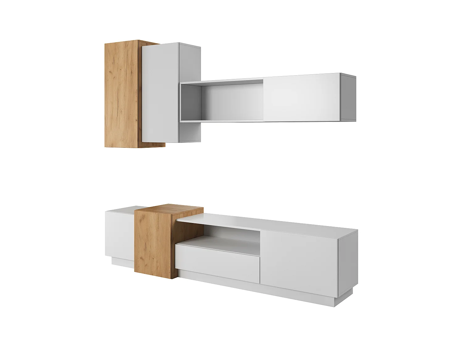 Wandkast 3D WU 3D5S 220x45x185 Wit