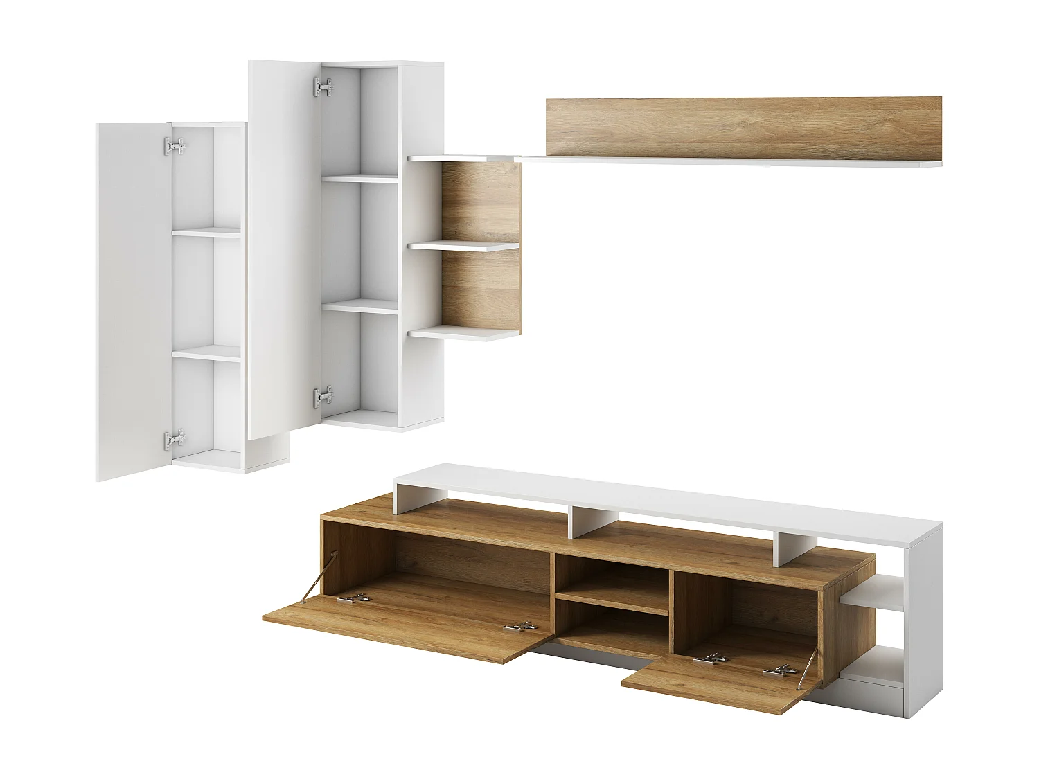 Armario Con Espejo ALVA WU 2D9S 260x44x120 Blanco