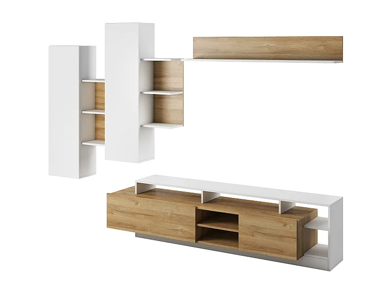 Wohnwand ALVA WU 2D9S 260x44x120 Weiß