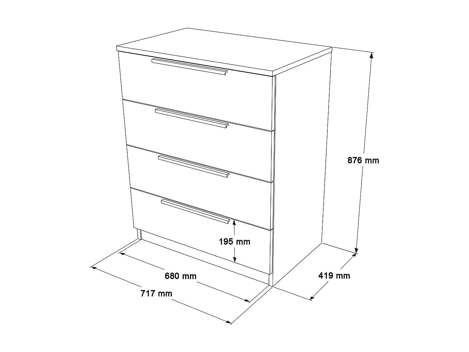 Commode LOREL COD72 4D 72x42x88 Naturel