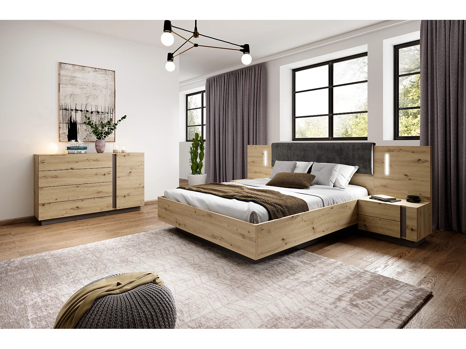 Comoda ARCADE COD139 1D4D 139x40x91 Grafito