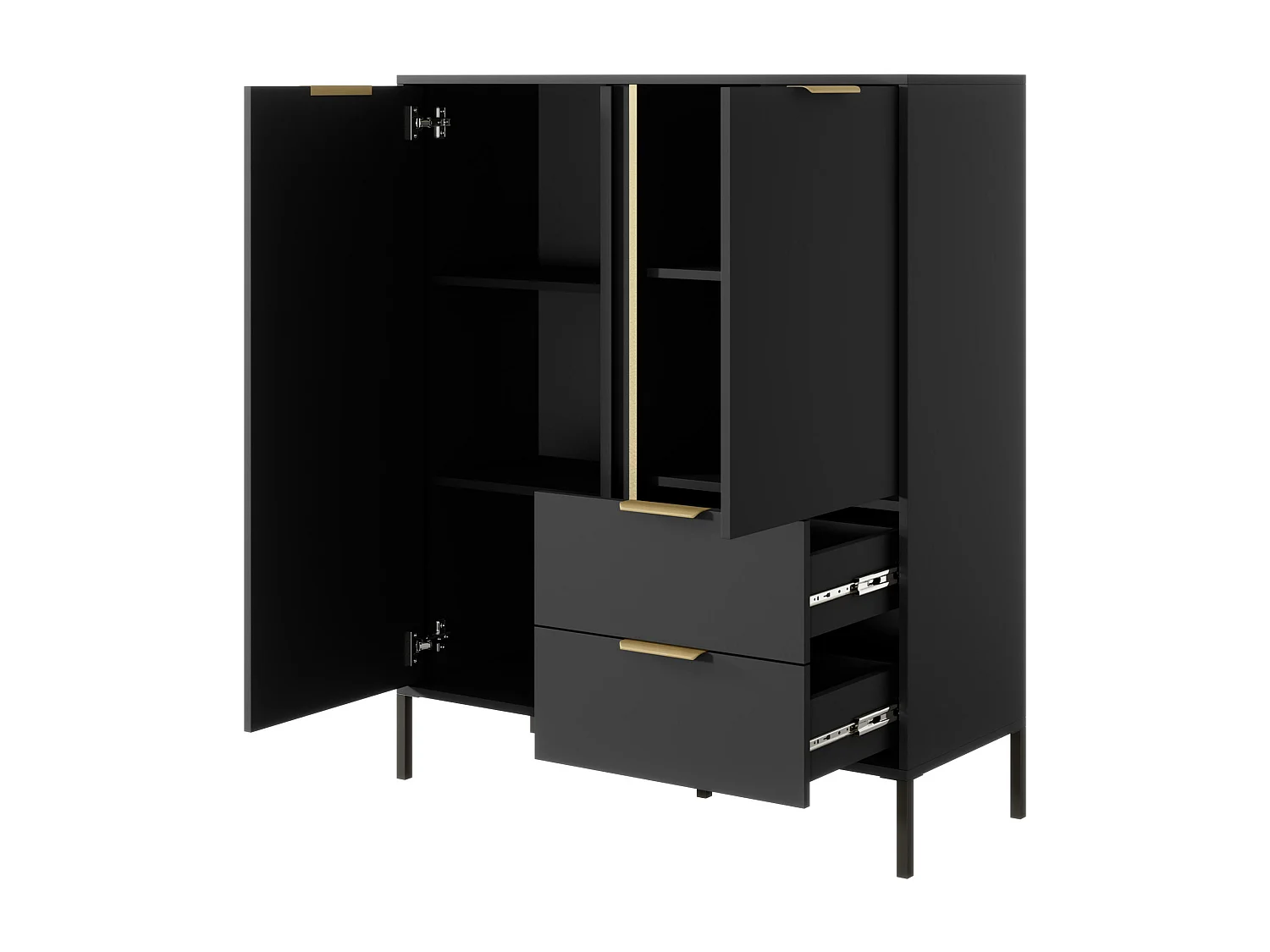 Ladekast LARS COD104 2D2D 104x40x124 Zwart