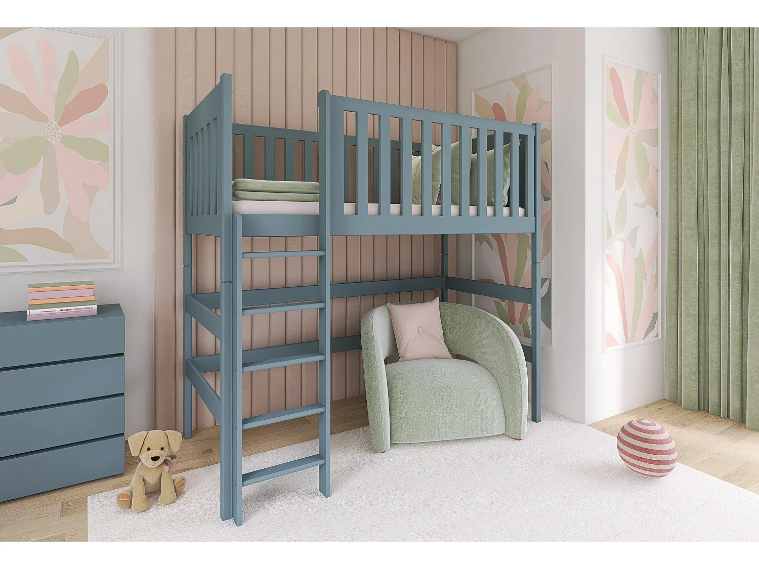 Hochbett LAURA LB002 80x180 cm Grau