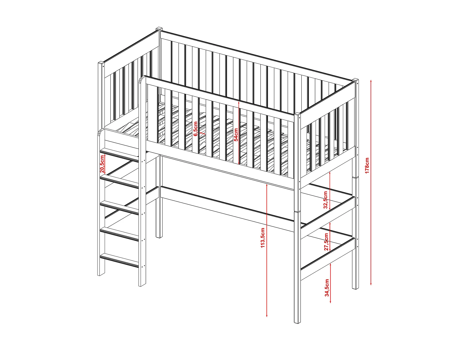 Cama loft LAURA LB002 80x180 cm Grafite