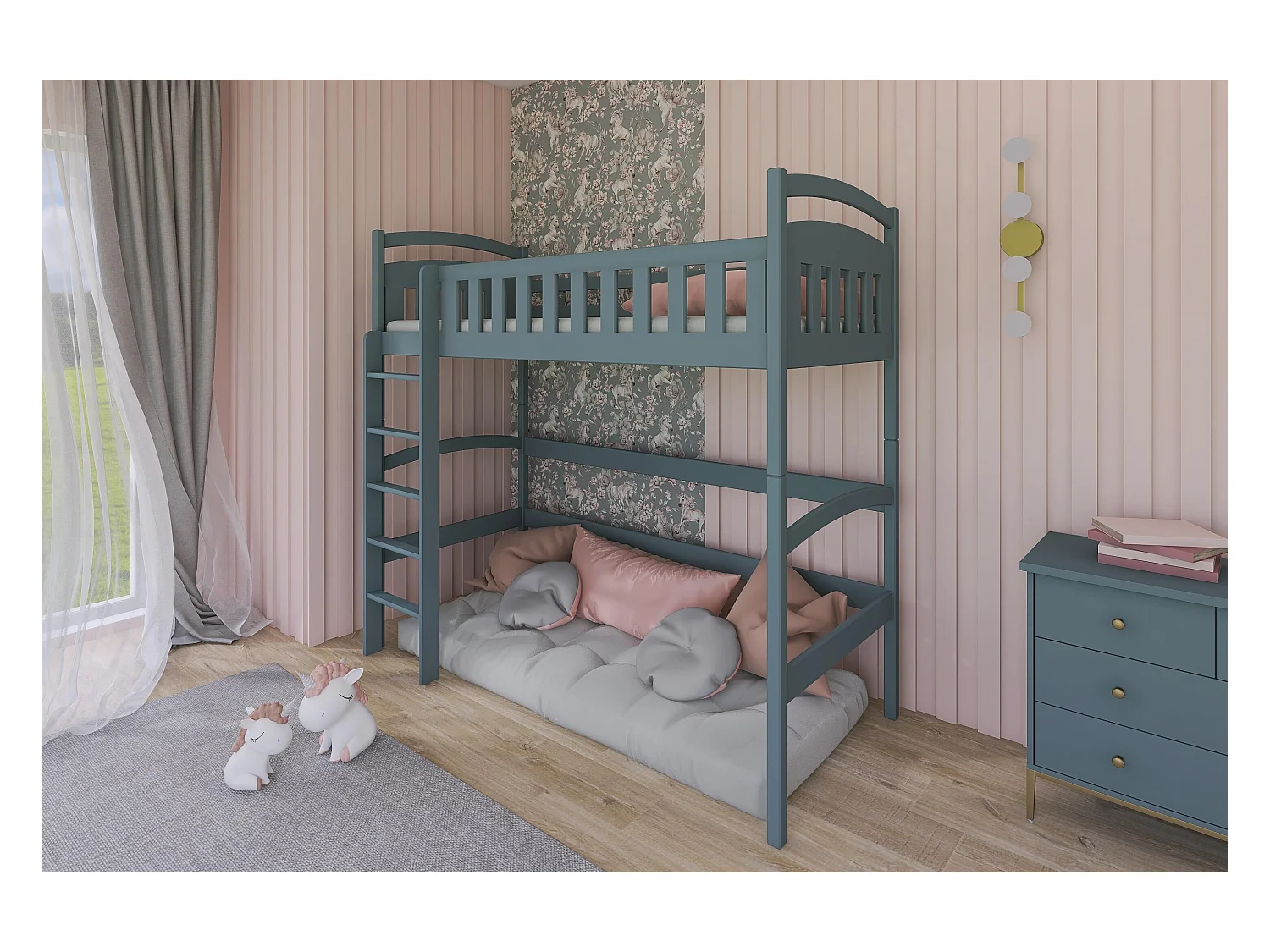 Lit mezzanine MIA LB003 80x200 cm Gris