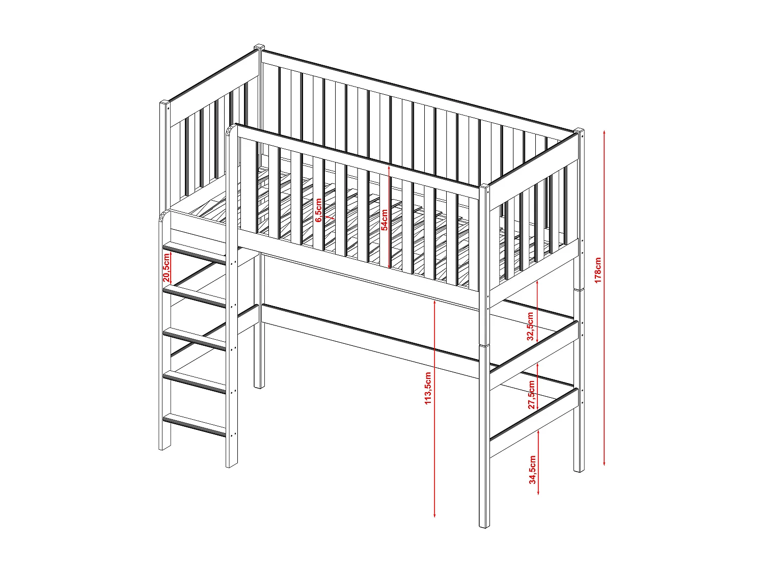 Hoogslaper LAURA LB012 90x180 cm Wit