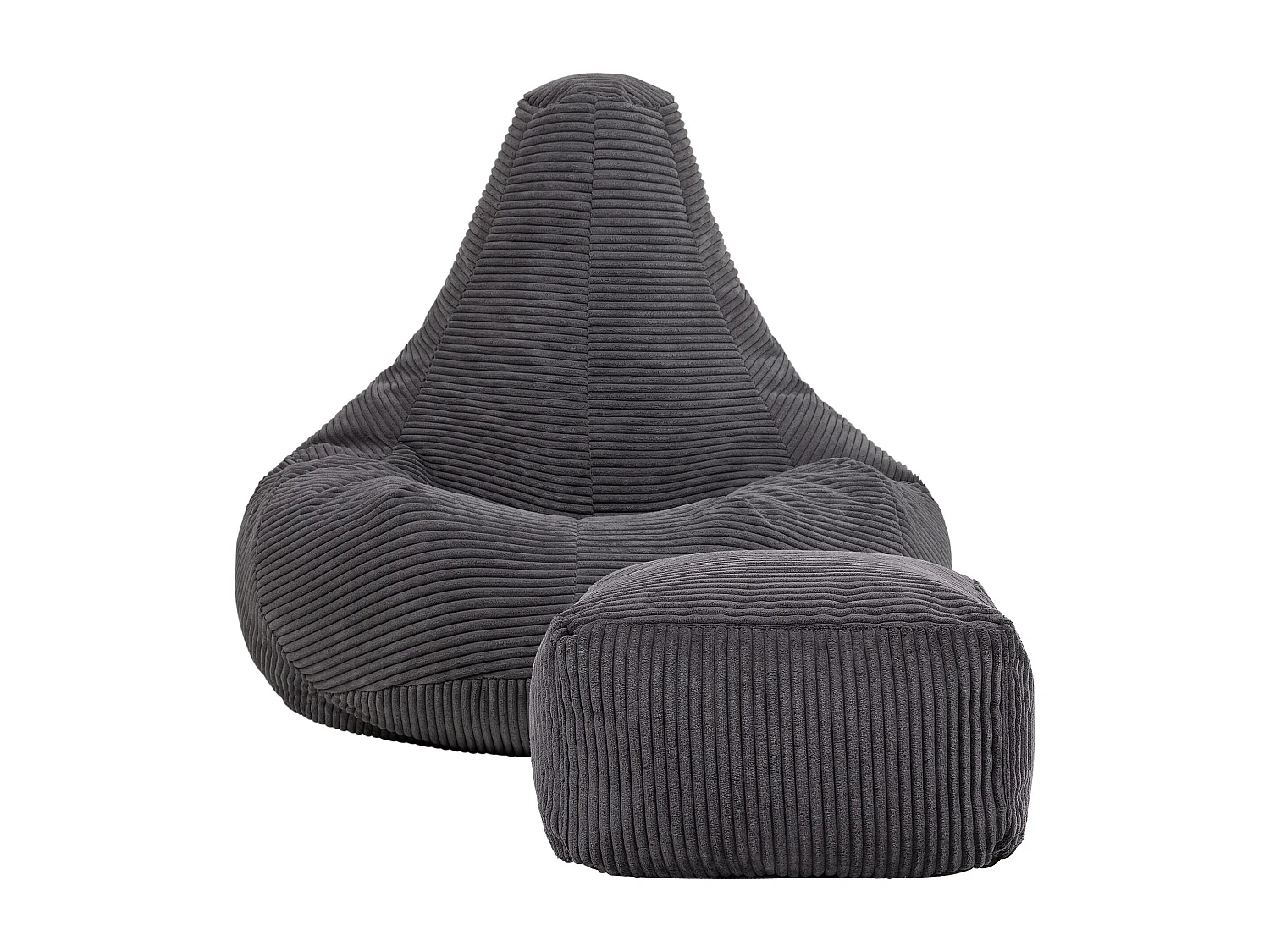 Pouf inclinable velours côtelé, gris anthracite - DALTON