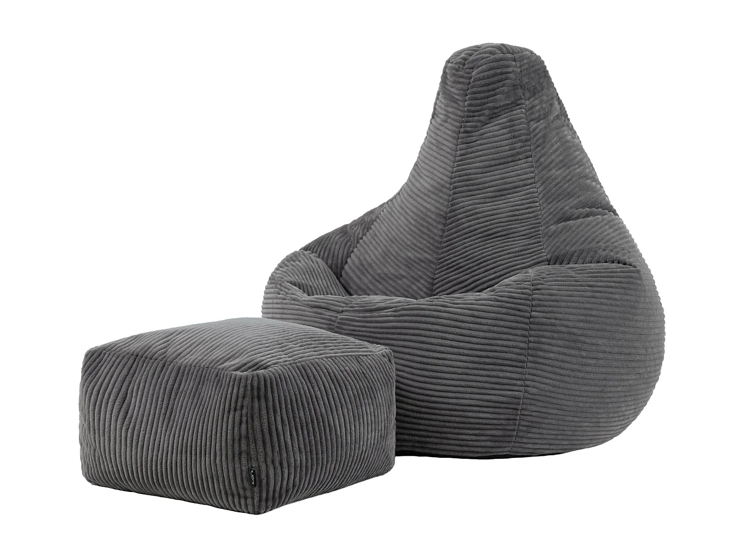 Pouf inclinable velours côtelé, gris anthracite - DALTON