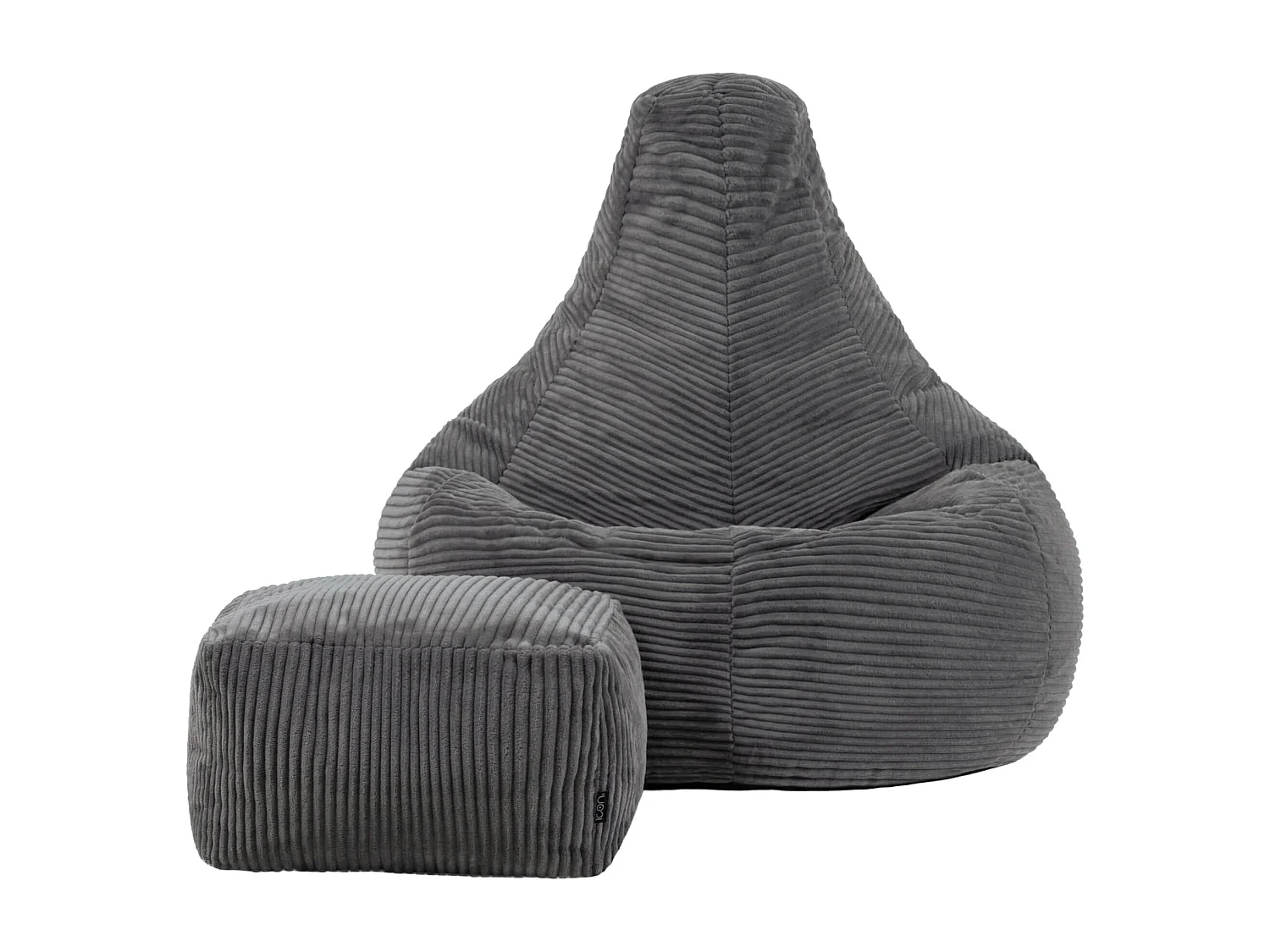 Pouf inclinable velours côtelé, gris anthracite - DALTON