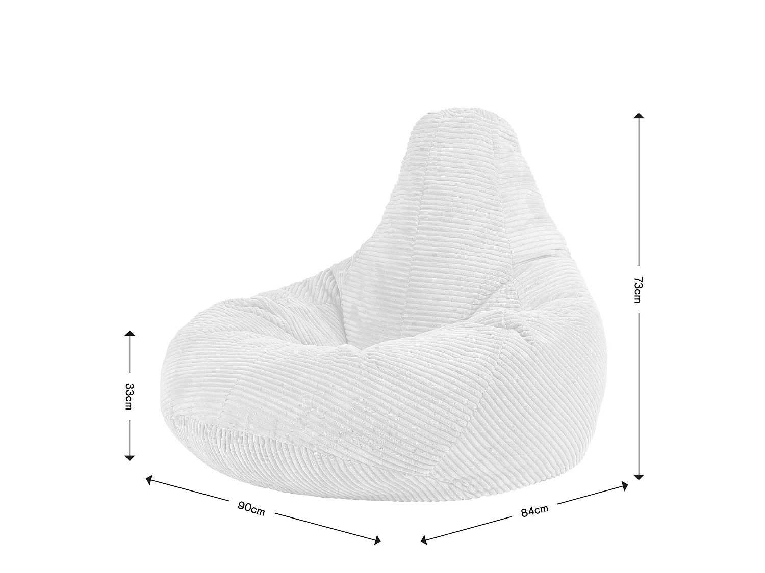 Pouf inclinable velours côtelé, beige - DALTON