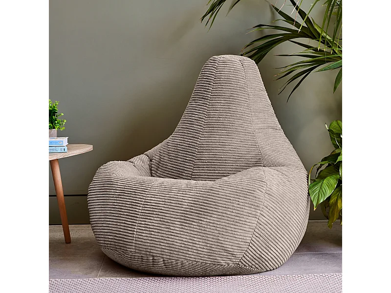 Pouf inclinable velours côtelé, beige - DALTON