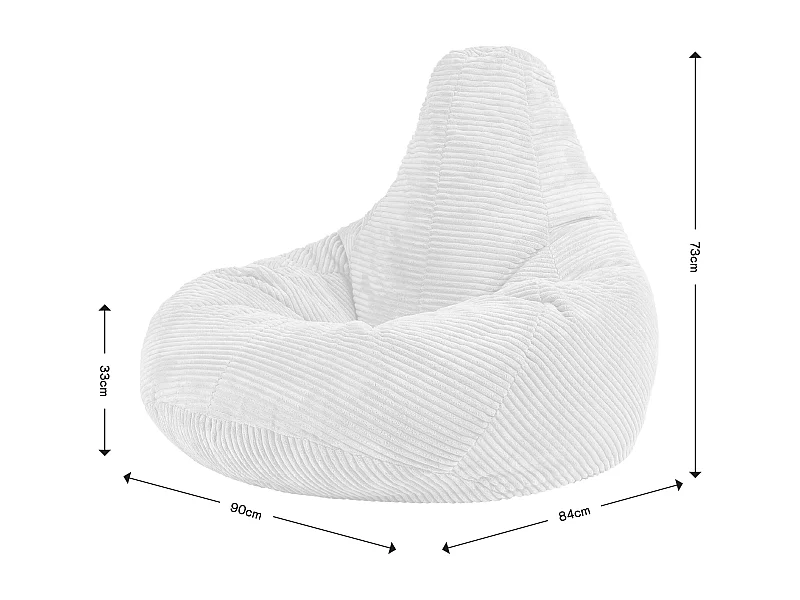 Pouf inclinable velours côtelé, beige - DALTON