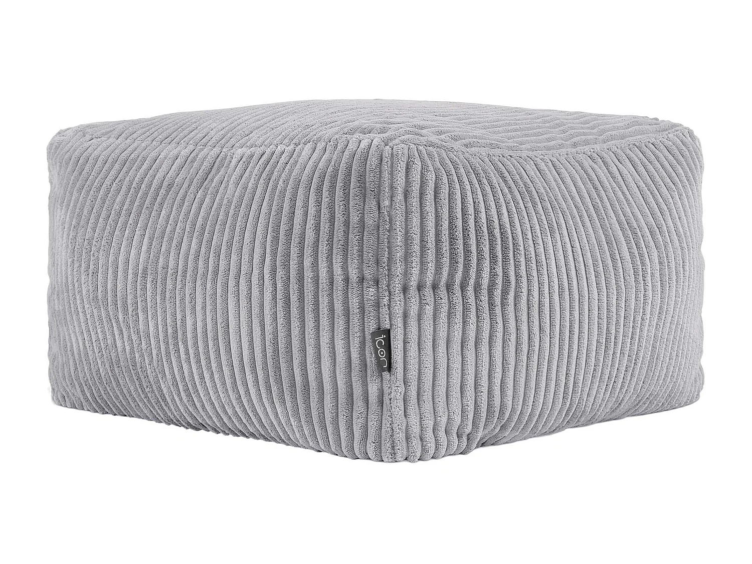 Pouf inclinable et son repose-pied velours côtelé, gris  - DALTON