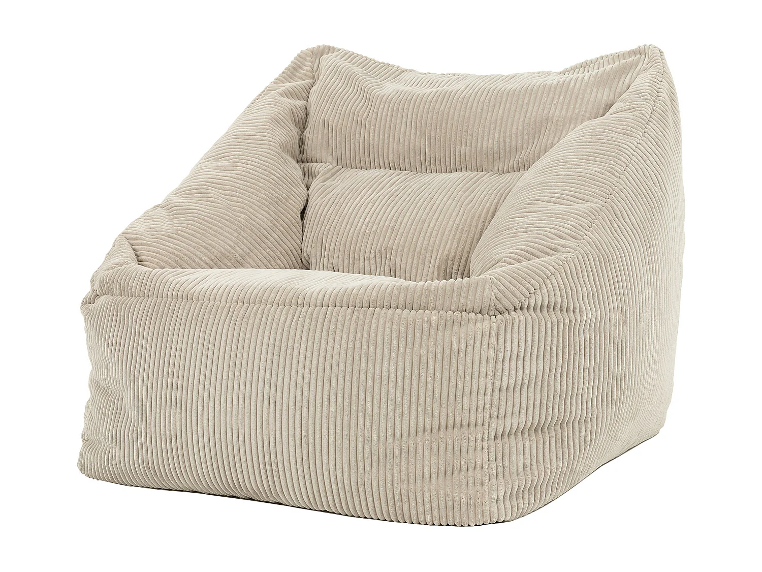 Pouf fauteuil velours côtelé beige - MORGAN