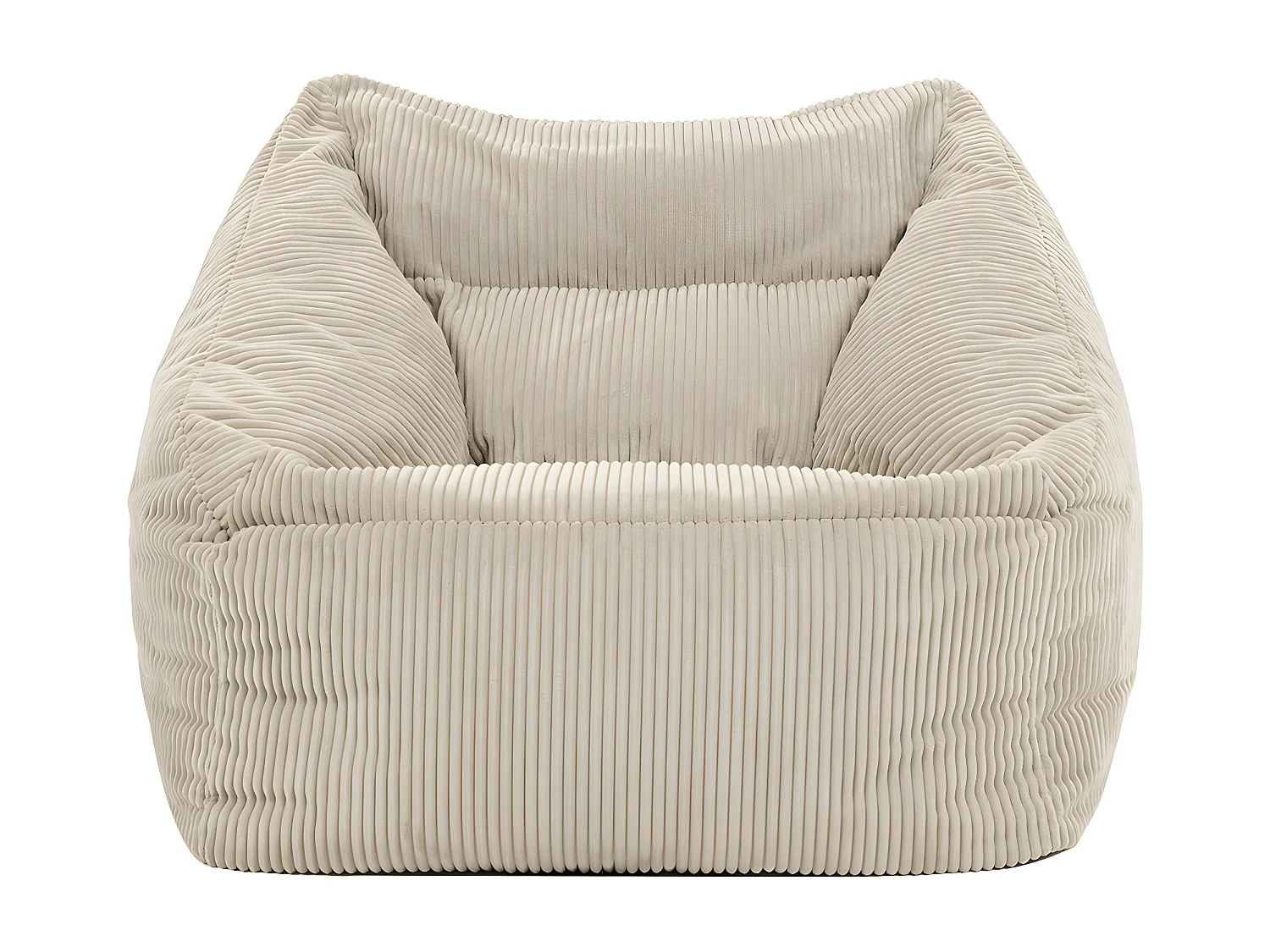 Pouf fauteuil velours côtelé beige - MORGAN