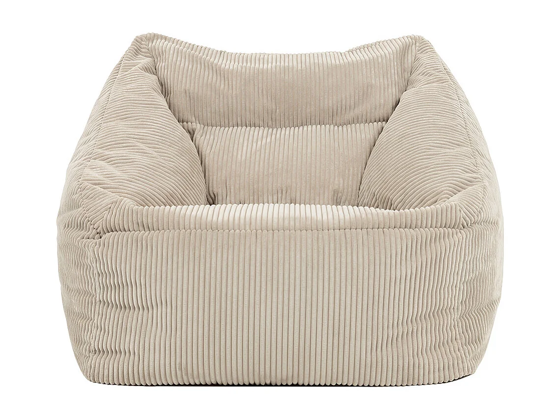 Pouf fauteuil salon ou chambre velours côtelé beige - NATALIA