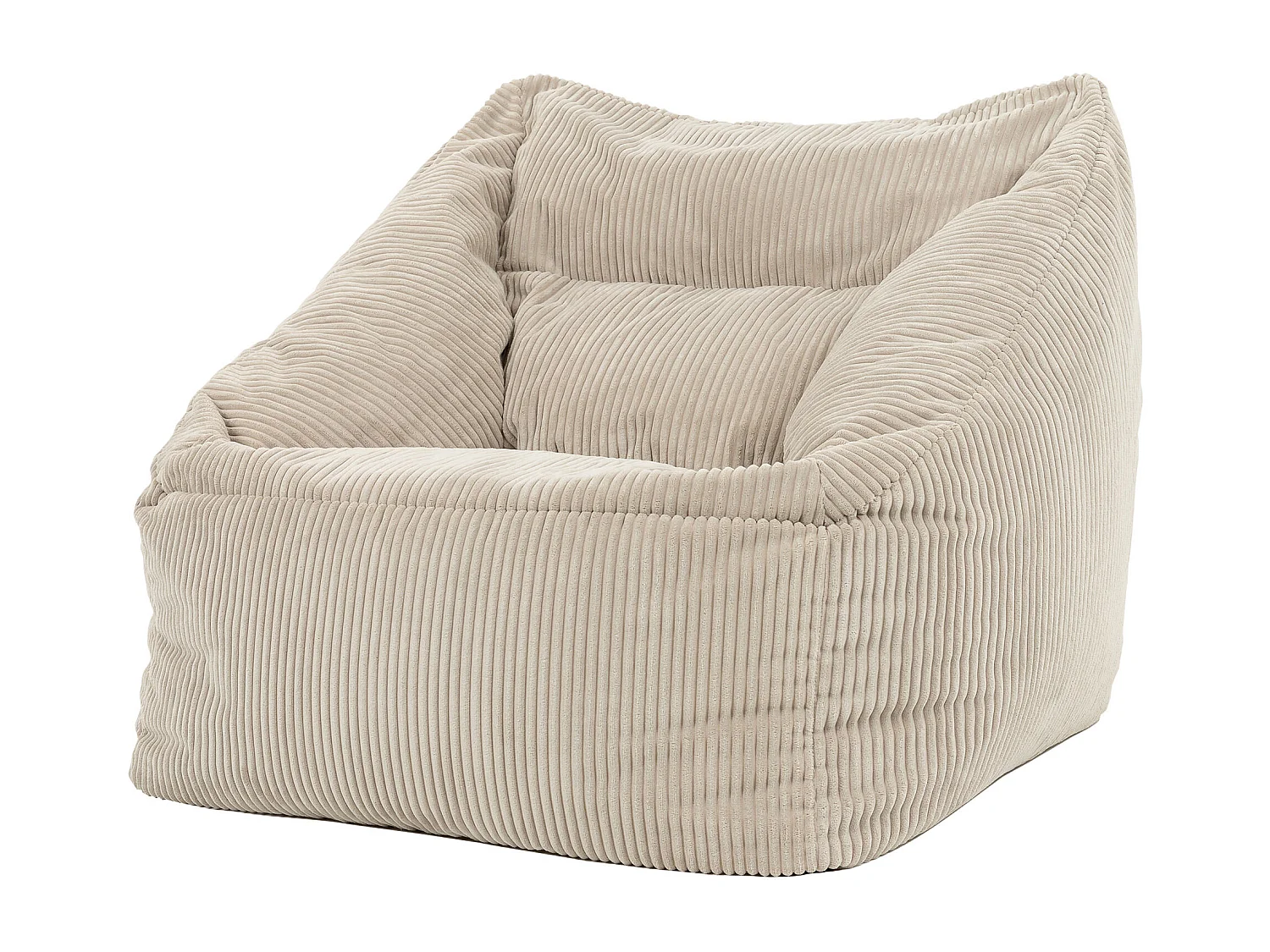 Pouf fauteuil salon ou chambre velours côtelé beige - NATALIA