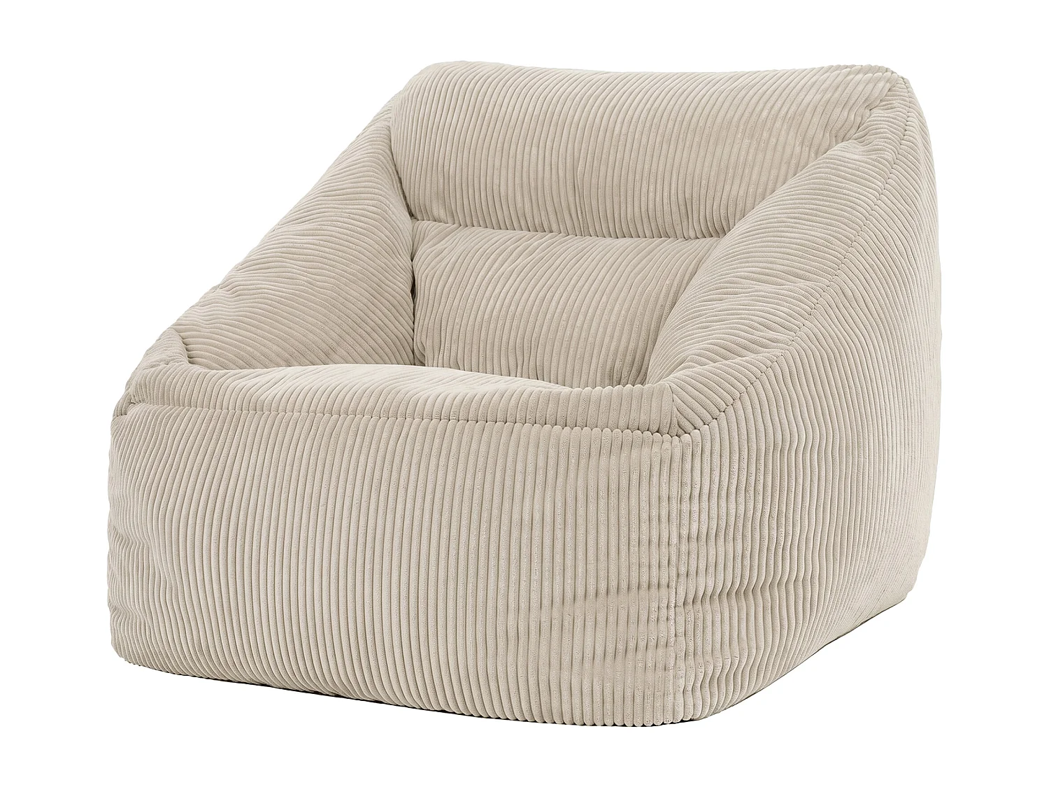 Pouf fauteuil salon ou chambre velours côtelé beige - NATALIA