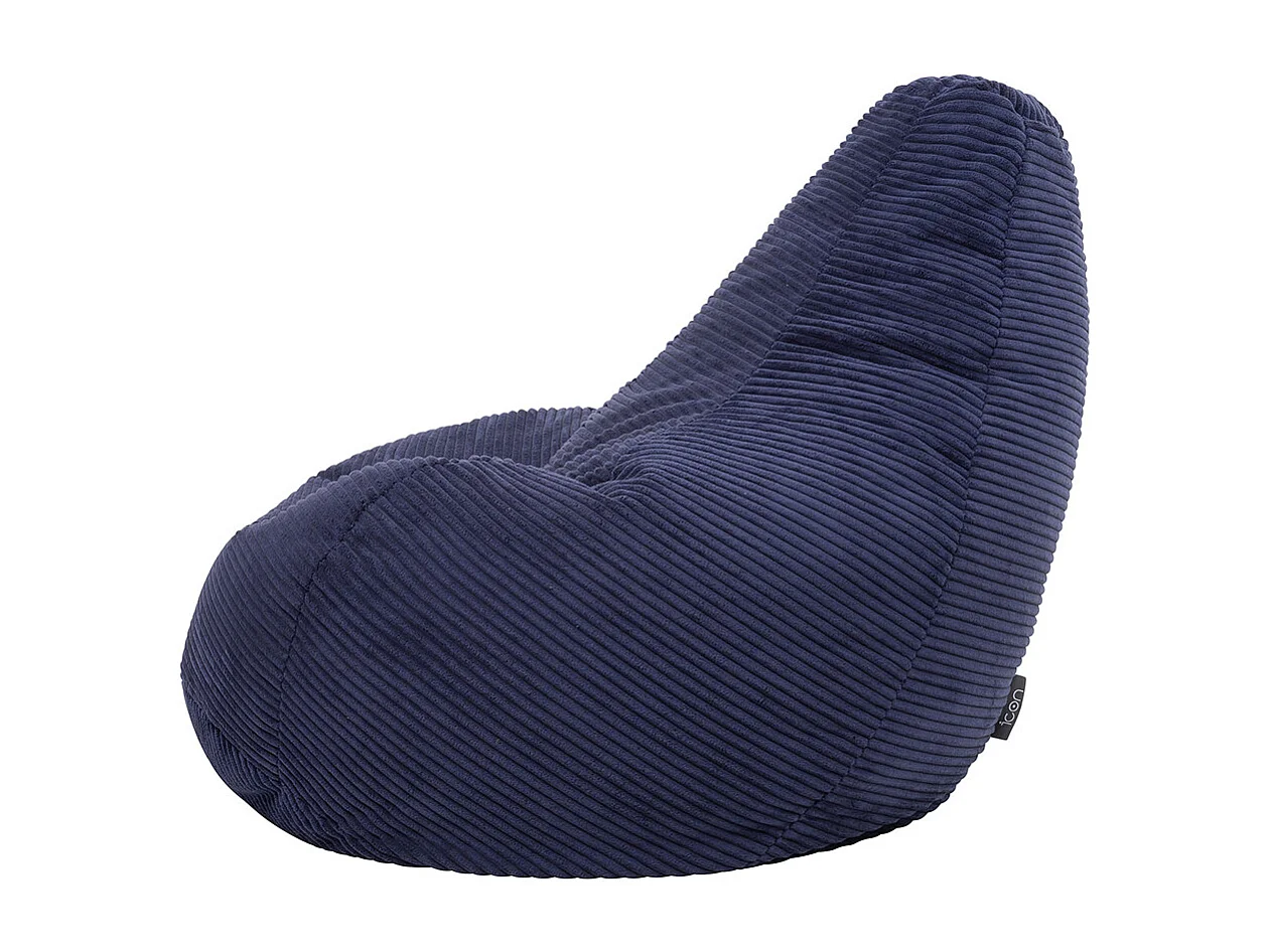 Pouf inclinable velours côtelé, bleu marine - DALTON