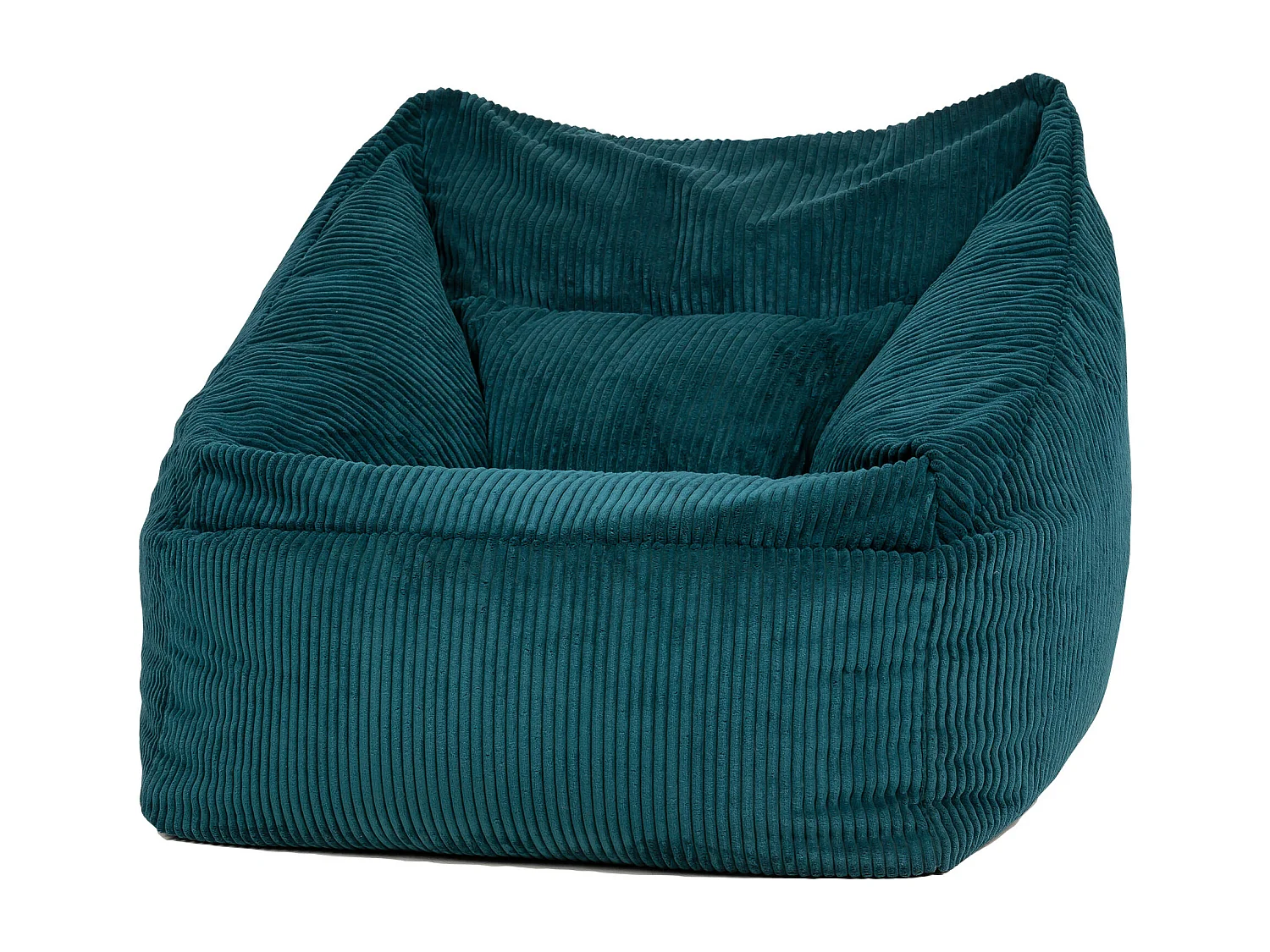 Pouf fauteuil velours côtelé bleu canard - MORGAN