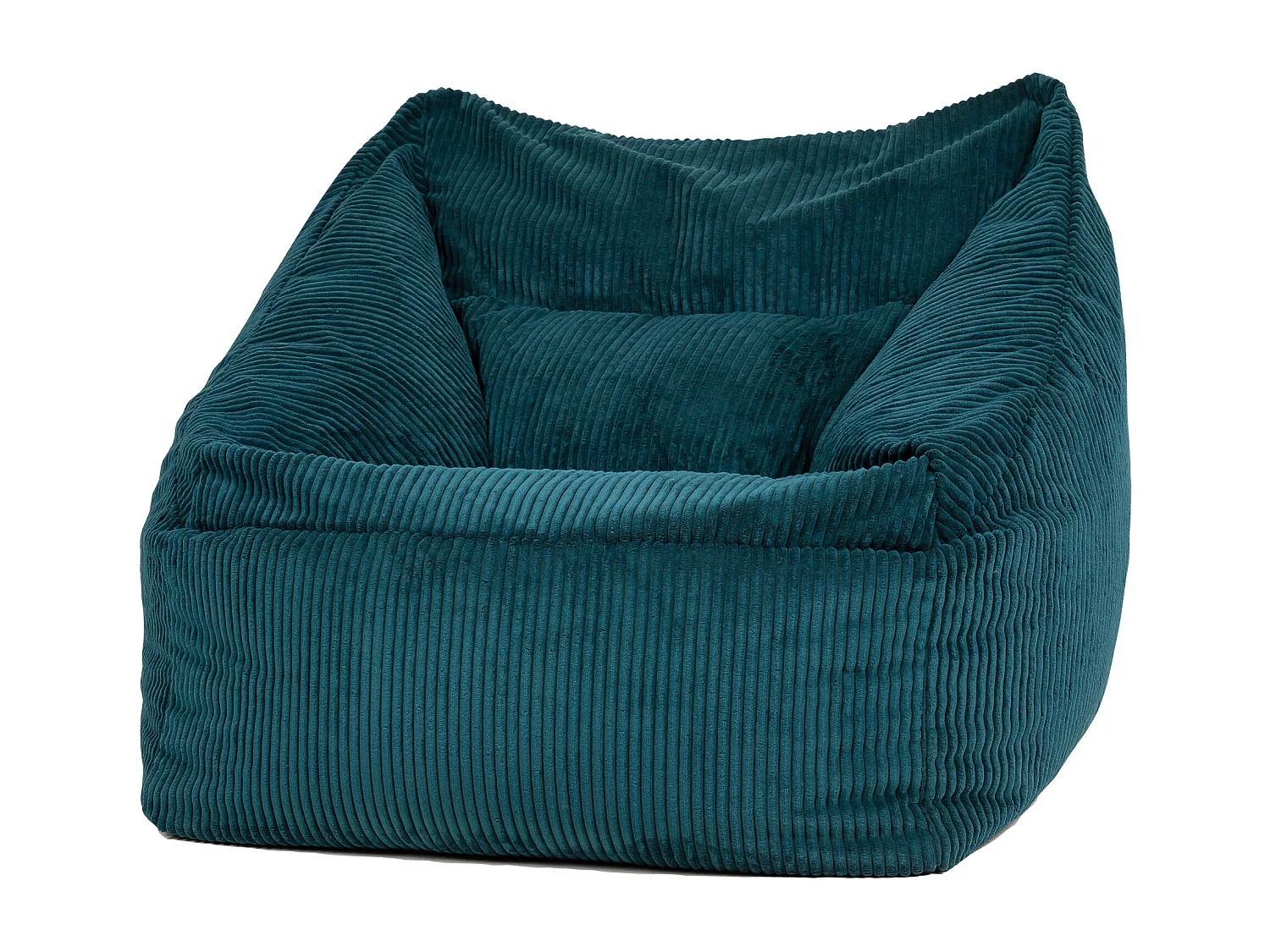 Pouf fauteuil salon ou chambre velours côtelé bleu canard - NATALIA