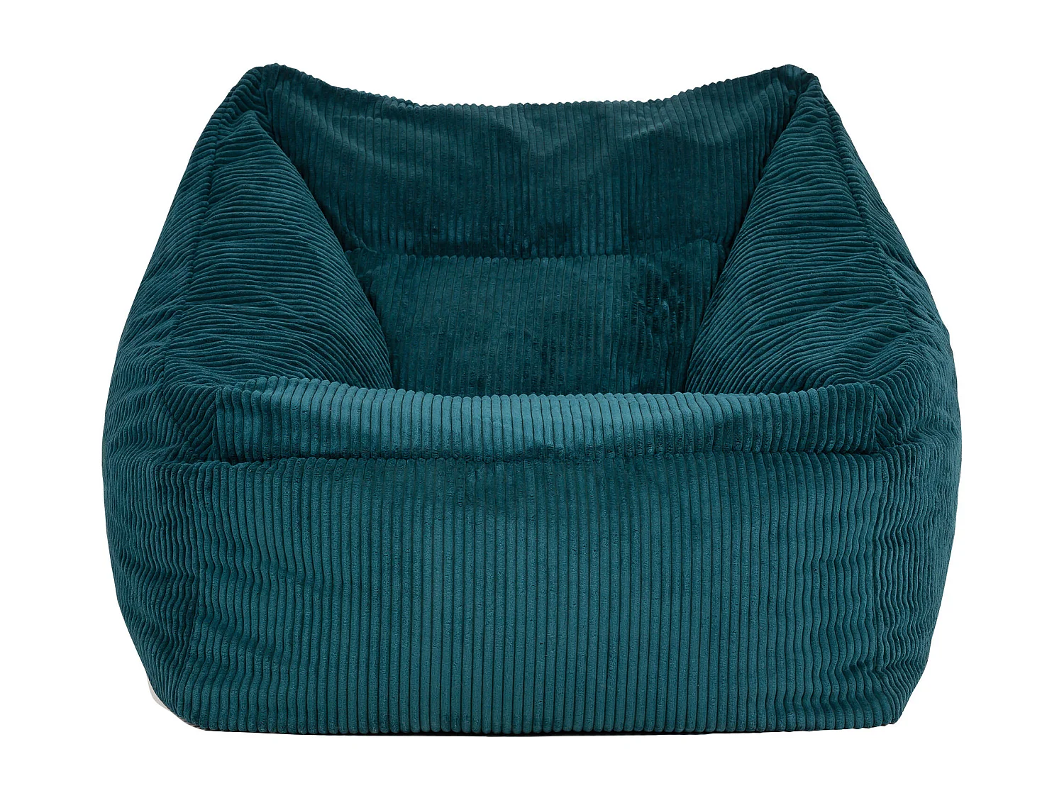 Pouf fauteuil salon ou chambre velours côtelé bleu canard - NATALIA