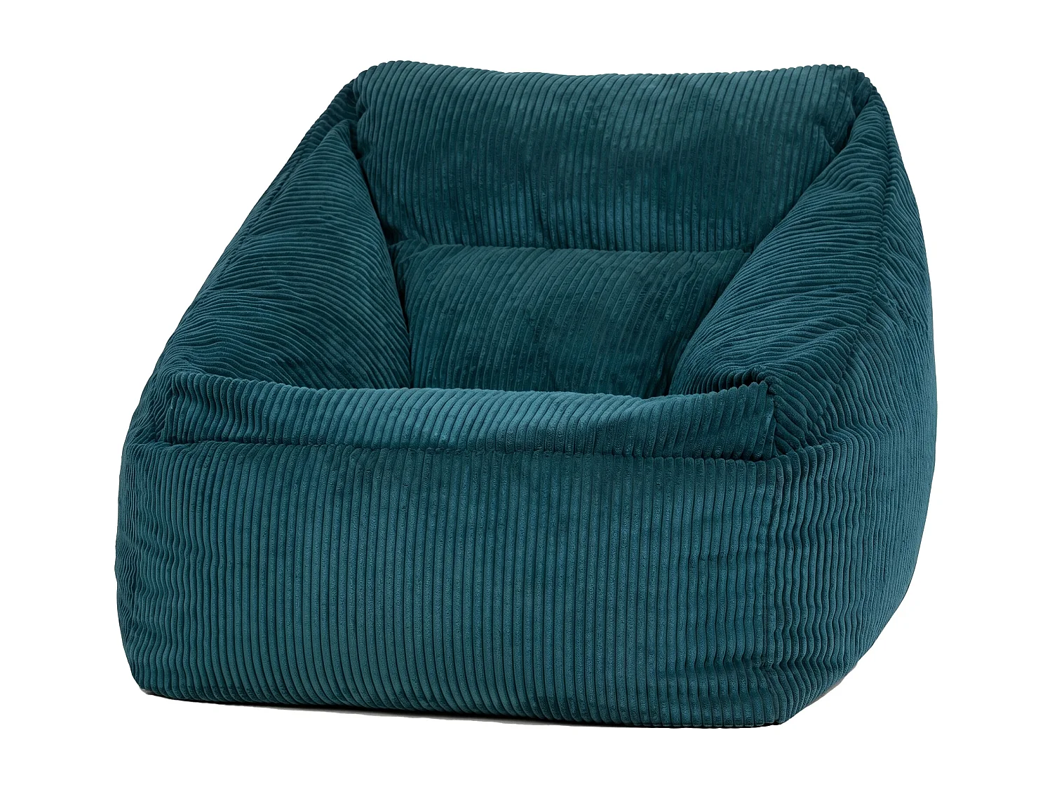 Pouf fauteuil salon ou chambre velours côtelé bleu canard - NATALIA
