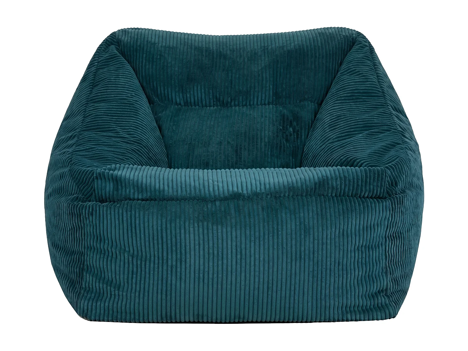 Pouf fauteuil salon ou chambre velours côtelé bleu canard - NATALIA