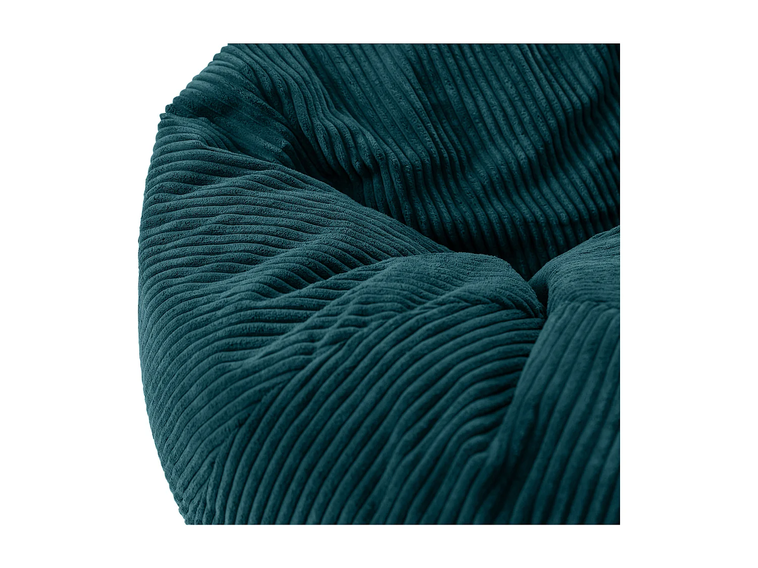 Pouf classique et son repose-pied carré velours côtelé, bleu canard, chambre et salon - KINGSTON