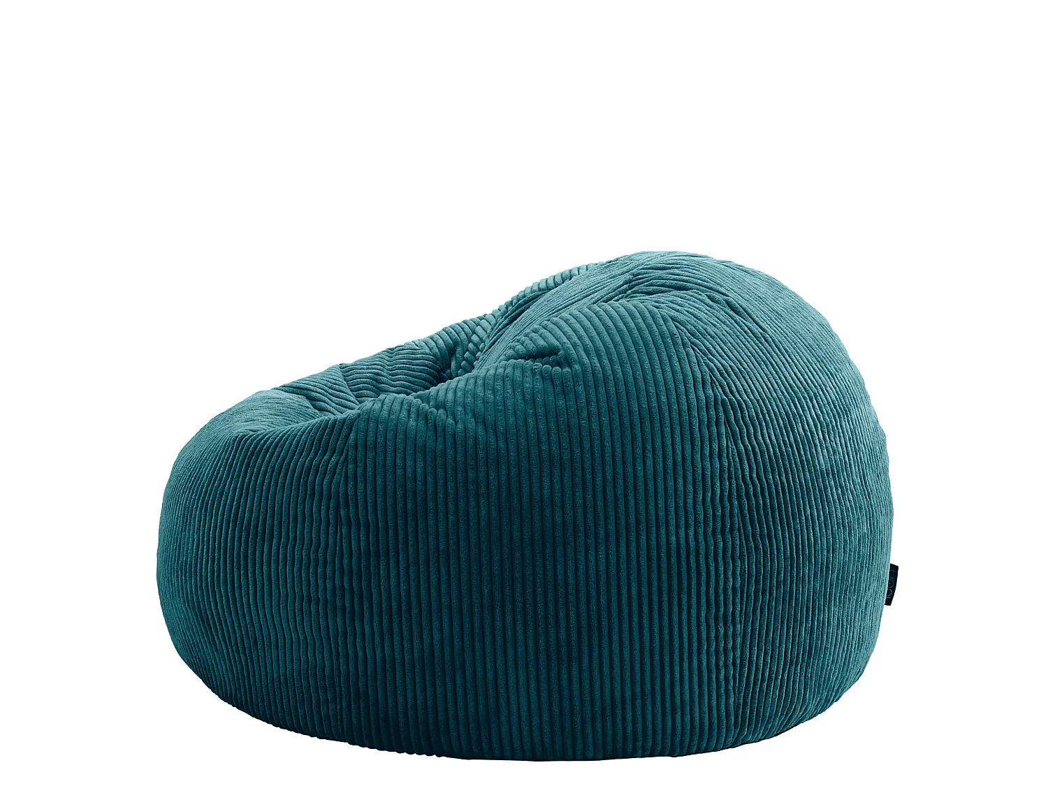 Pouf classique et son repose-pied carré velours côtelé, bleu canard, chambre et salon - KINGSTON