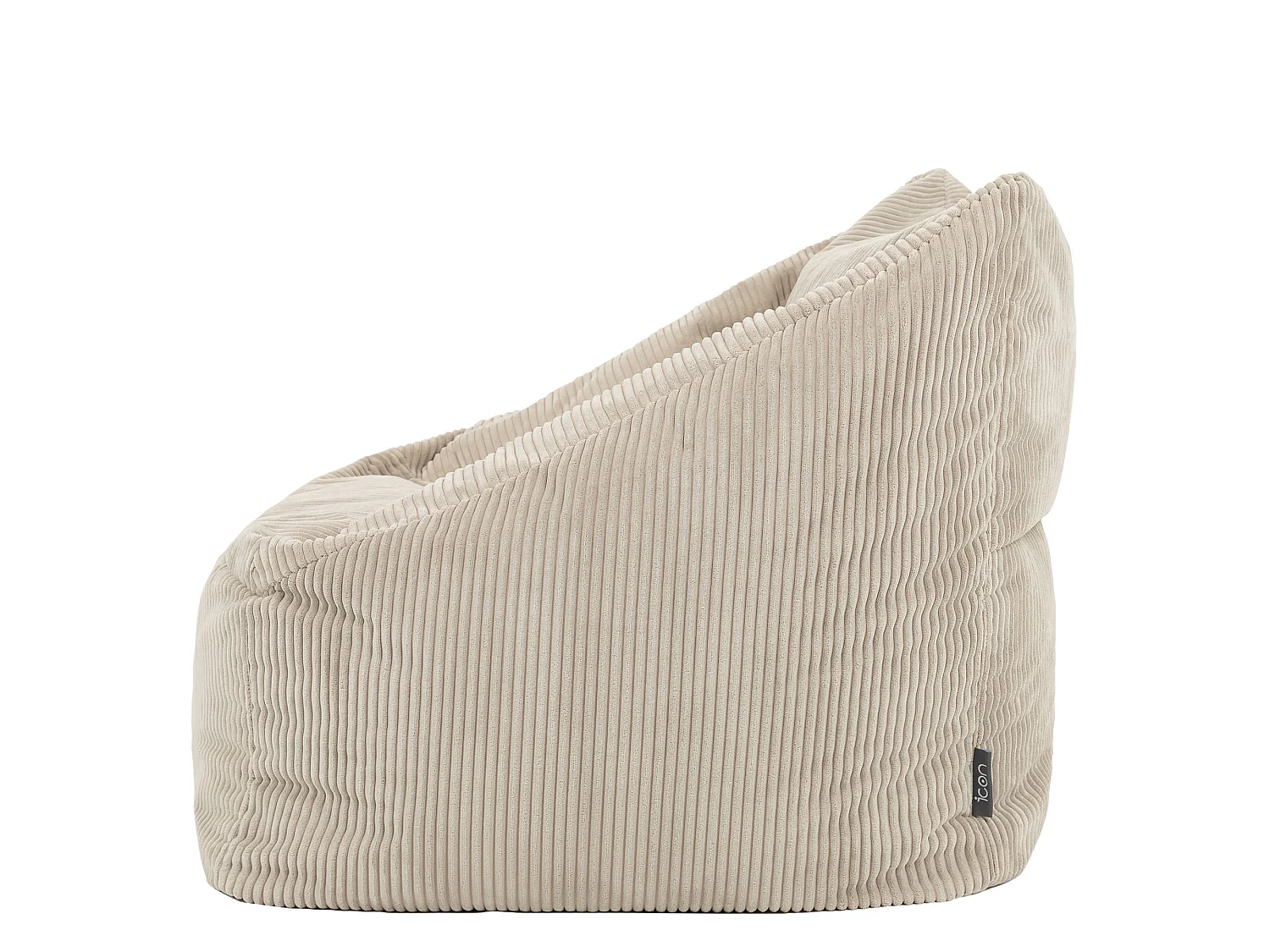 Pouf fauteuil et son repose-pieds carré velours côtelé beige, salon ou chambre - NATALIA