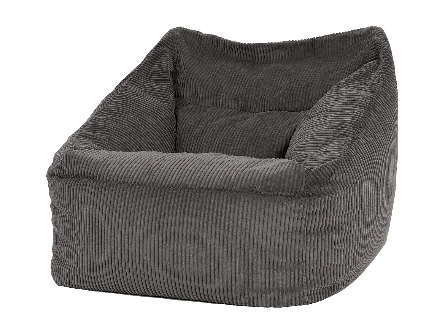 Pouf fauteuil velours côtelé gris anthracite - MORGAN