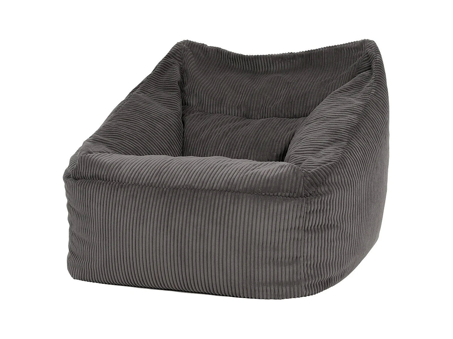 Pouf fauteuil velours côtelé gris anthracite - MORGAN