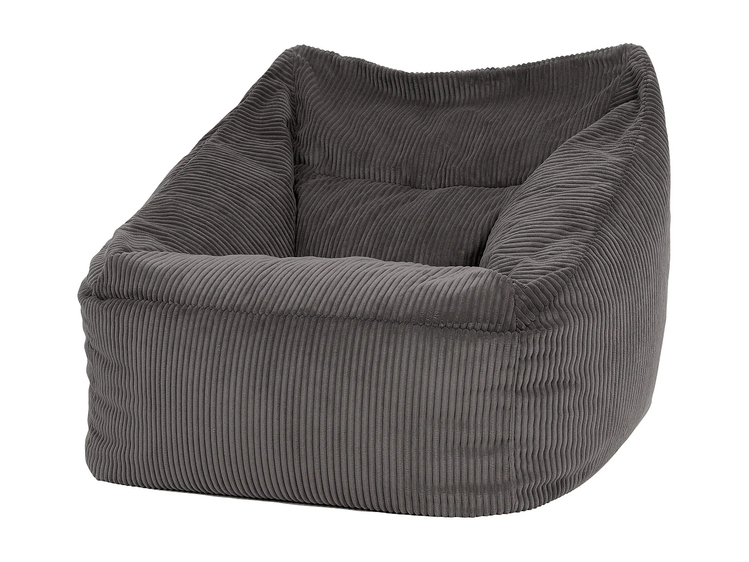 Pouf fauteuil salon ou chambre velours côtelé gris anthracite - NATALIA